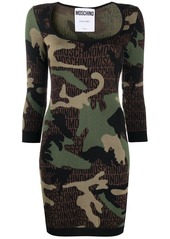 Moschino camouflage-pattern knitted dress