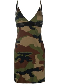 Moschino camouflage-print logo slip dress