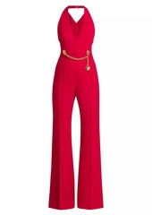 Moschino Chains & Hearts V-Neck Halter Jumpsuit
