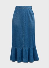 Moschino Chambray Fit-and-Flare Midi Skirt