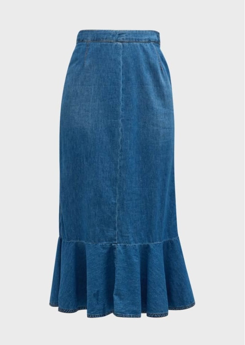 Moschino Chambray Fit-and-Flare Midi Skirt