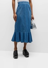 Moschino Chambray Fit-and-Flare Midi Skirt