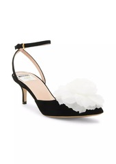Moschino Cloud 50MM Suede Floral-Embellished Ankle-Strap Pumps