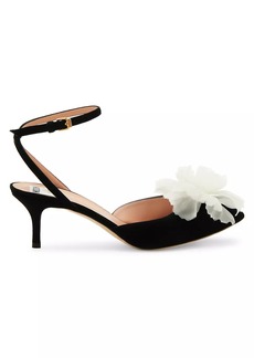 Moschino Cloud 50MM Suede Floral-Embellished Ankle-Strap Pumps
