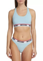 Moschino Core Stretch Cotton Logo Sports Bra