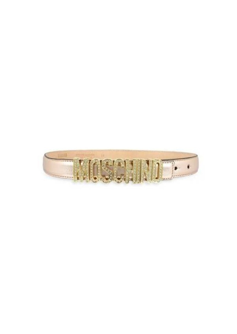 Moschino Crystal Embellished Logo Lettering Belt