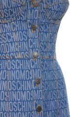 Moschino Denim Jacquard Logo Bustier Mini Dress