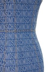 Moschino Denim Jacquard Logo Bustier Mini Dress