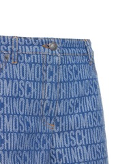 Moschino Denim Jacquard Logo Mini Shorts