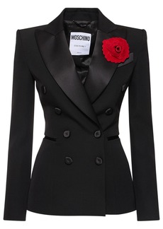 Moschino Double Breasted Wool Jacket W/ Rose