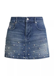 Moschino Embellished Denim Miniskirt