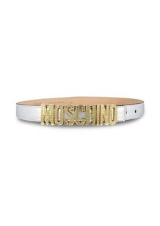 Moschino Embellished Logo Leather Belt