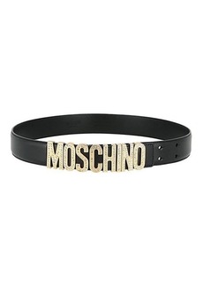 Moschino Embellished Logo Leather Belt