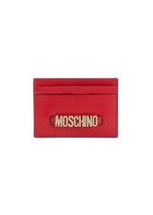 Moschino Embellished Logo Leather Card Case