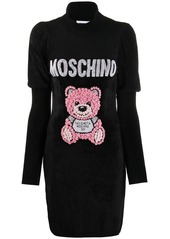 Moschino embellished Teddy motif knit dress