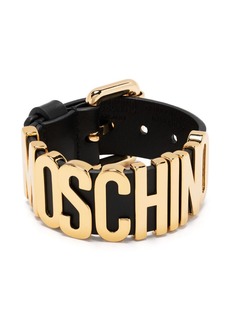 Moschino embossed-logo leather bracelet
