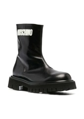 Moschino embossed-logo zipped leather boots