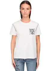 Moschino Embroidered Cotton Jersey T-shirt