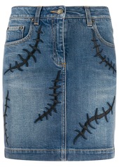 Moschino embroidered detail denim skirt