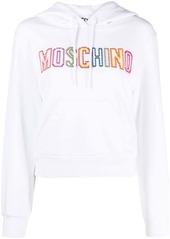 Moschino embroidered-logo cropped hoodie