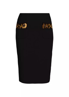 Moschino Faux Fur-Trimmed Pencil Skirt
