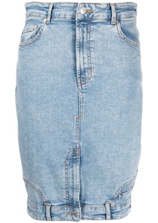Moschino fitted washed-denim skirt