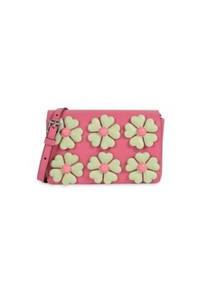 Moschino Floral Appliqué Leather Crossbody Bag