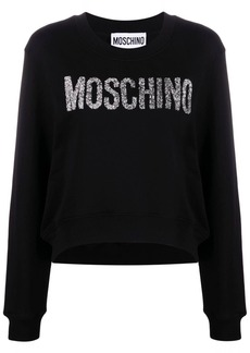 Moschino glitter-logo cotton sweatshirt
