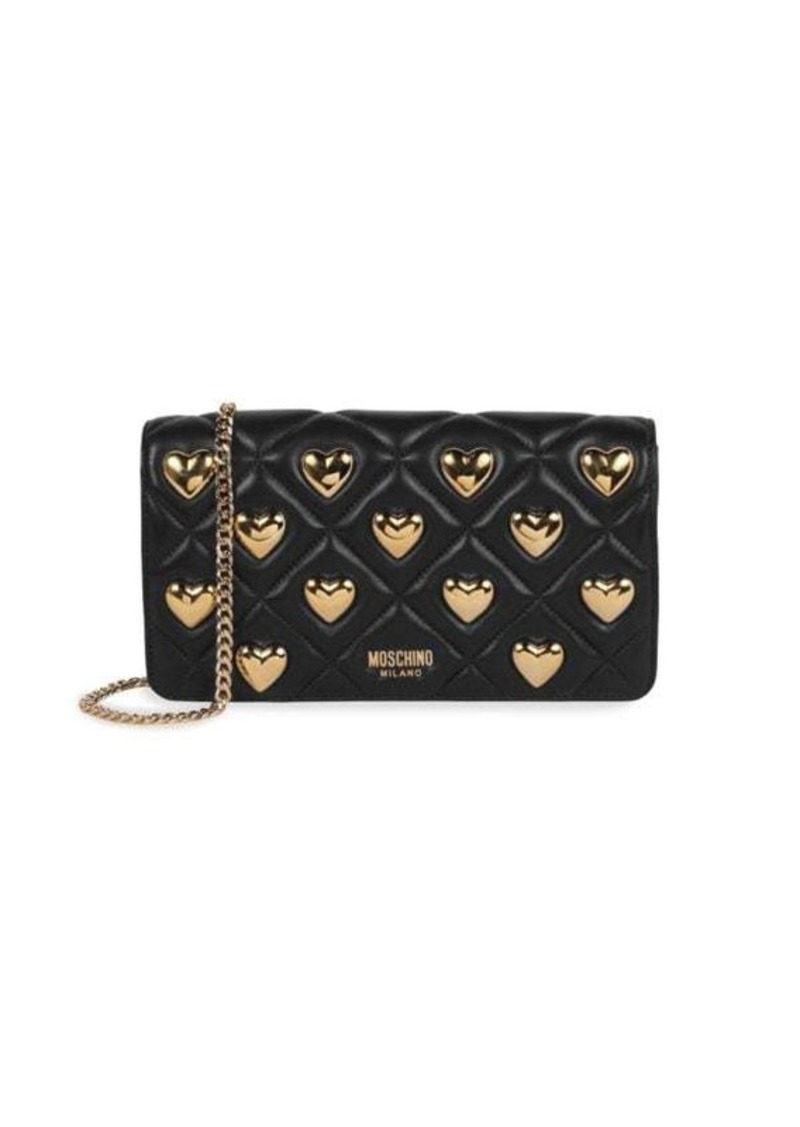 Moschino Heart Leather Chain Shoulder Bag