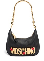 Moschino Heart Logo Napa Leather Shoulder Bag