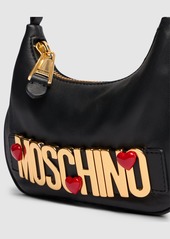 Moschino Heart Logo Napa Leather Shoulder Bag