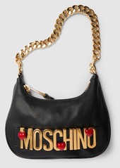 Moschino Heart Logo Napa Leather Shoulder Bag