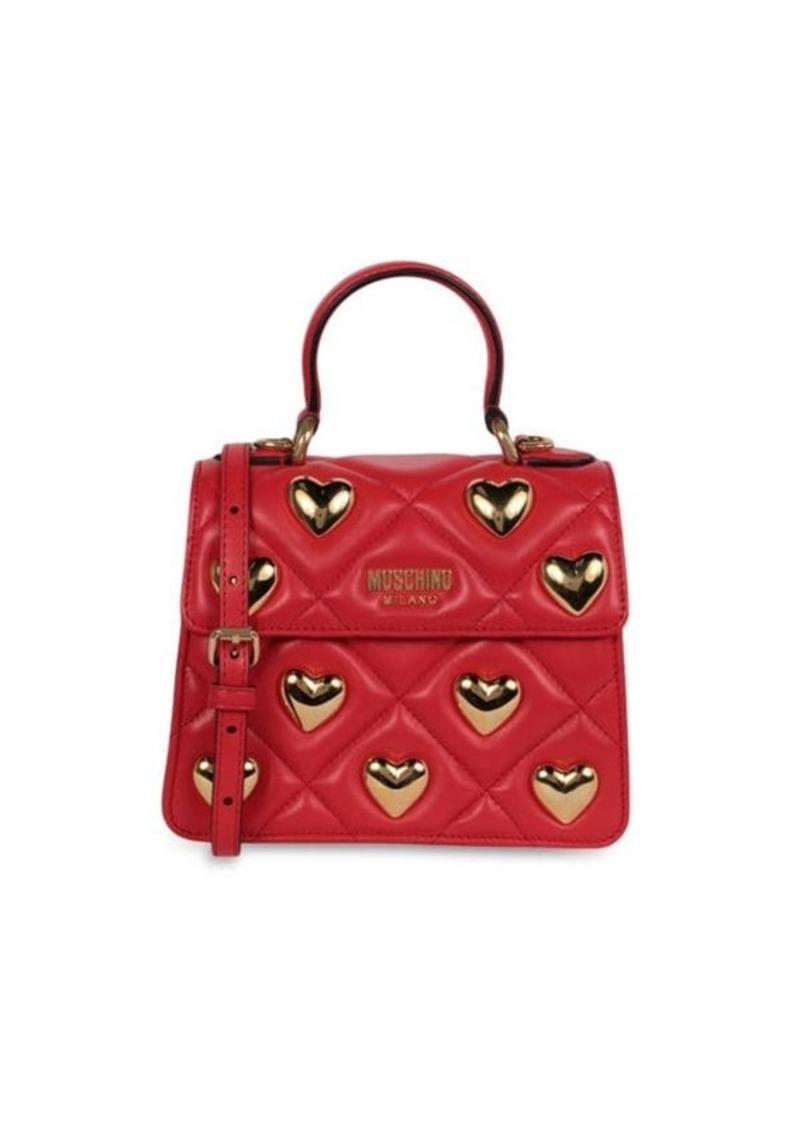 Moschino Heart Studs Leather Shoulder Bag