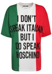 Moschino Italian Slogan Cotton Jersey T-shirt