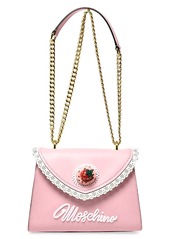 Moschino Lace-Trim Leather Shoulder Bag