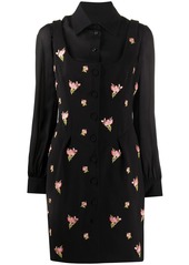 Moschino layered-look floral-embroidered dress