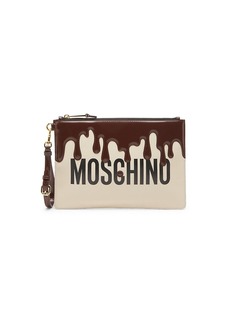Moschino Leather Drip Logo Clutch