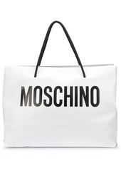 Moschino leather logo-print tote bag