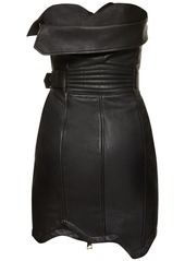 Moschino Leather Strapless Mini Dress W/ Zip