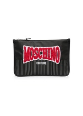 Moschino logo-appliqué striped clutch