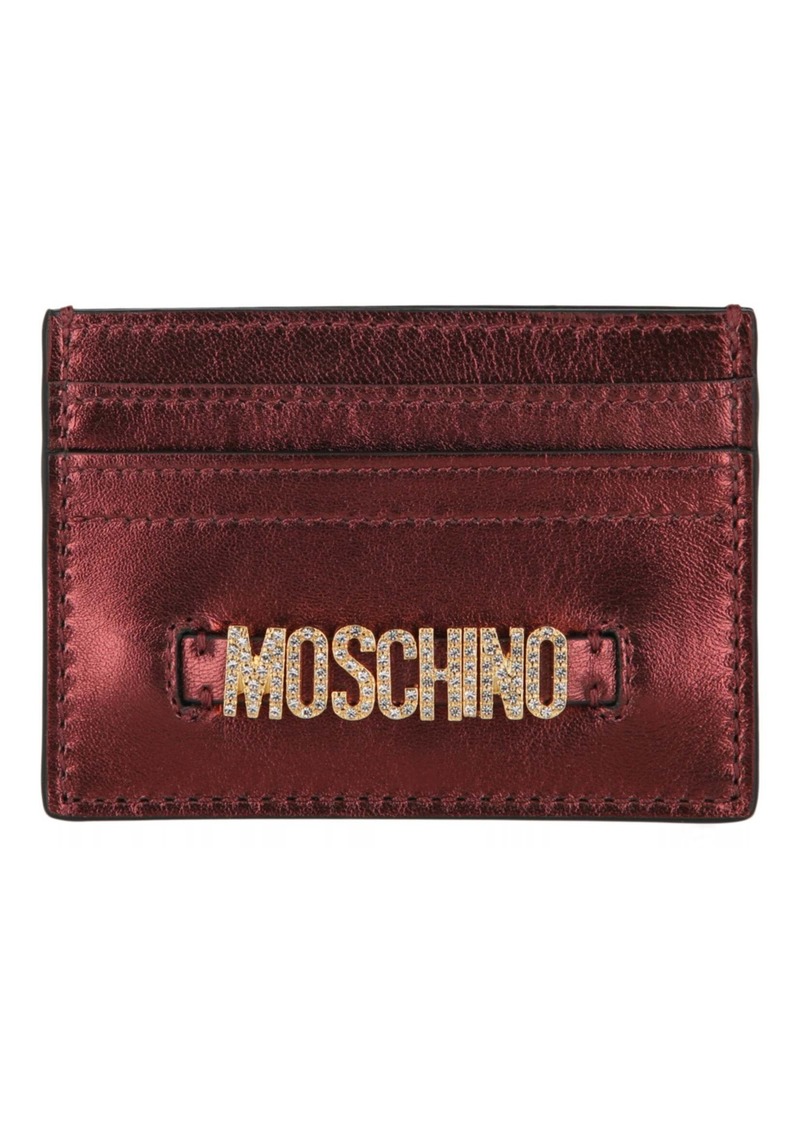 Moschino Logo Belt Crystal-Embellished Card Holder