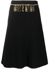 Moschino logo belted A-line skirt