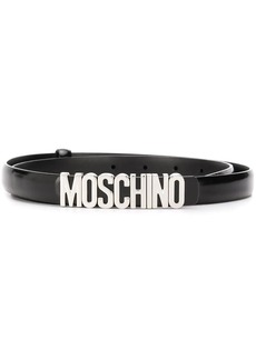 Moschino logo-plaque buckled belt