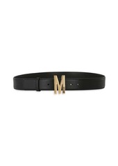 Moschino Logo Calfskin Leather Belt