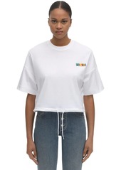 Moschino Logo Cotton Jersey Crop T-shirt