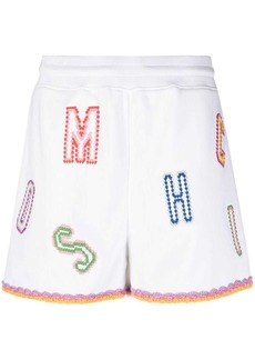 Moschino logo-embroidered lace-trim shorts