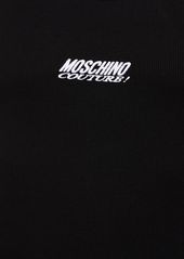 Moschino Logo Embroidery Cotton Rib Tank Top