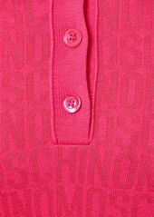 Moschino Logo Jacquard Knit Polo Mini Dress