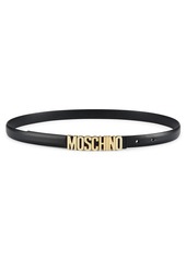 Moschino Slim Logo Leather Belt