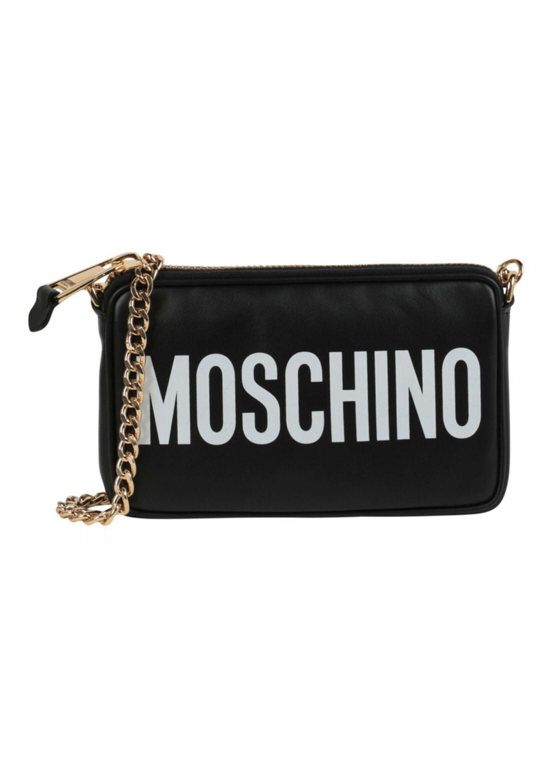 Moschino Logo Leather Chain Shoulder Bag